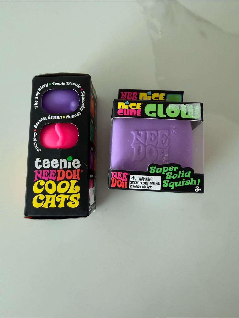 Needoh Nice Doh Cube Glow & Teenie Cool Cats 3 pack bundle